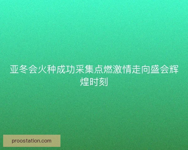 亚冬会火种成功采集点燃激情走向盛会辉煌时刻 亚冬会火种成功采集点燃激情走向盛会辉煌时刻